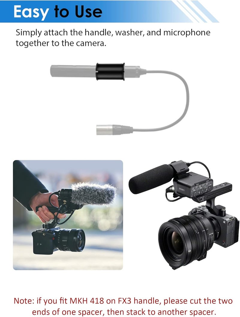 Etour 6 Pcs Microphone Shock Mount Rubber Spacer Tube Microphone Sleeve Washer Compatible with Sony Camcorder Rode NTG, Sennheiser MKH Shotgun Mic FX3,FS7,FX6,FX8,FX9,NX80,FS5 - Image 3